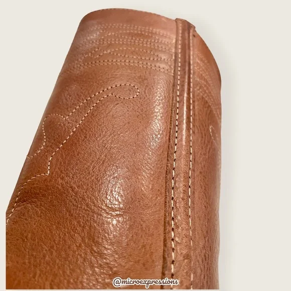 1970 Frye VINTAGE RARE Deer/Moose Cognac Leather Campus Knee High Tall Heel Boot - Picture 8 of 13